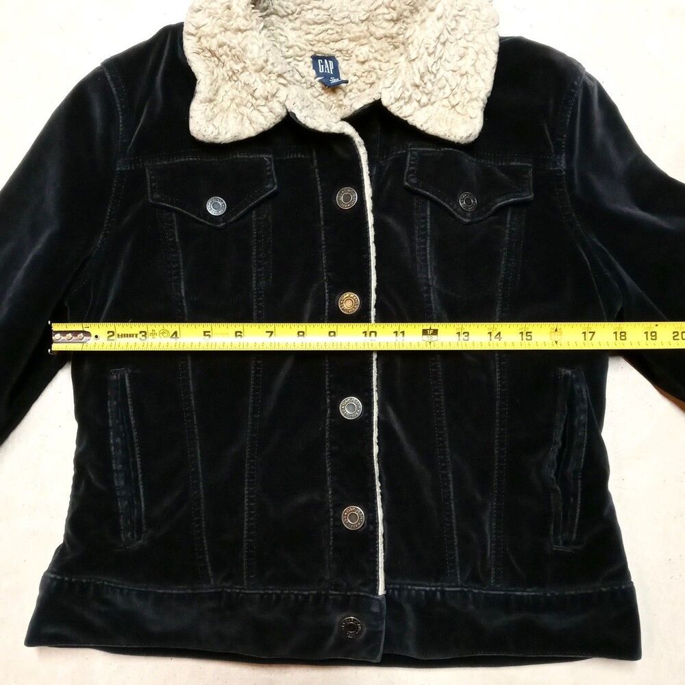 GAP Women’s Insulated Sherpa Lined Trucker Velour Y2K Jacket Size MEDIUM - Picture 8 of 8